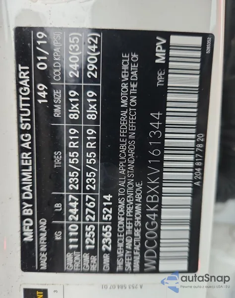 2019 Mercedes-Benz Glc 300 4Matic from USA, damaged, VIN WDC0G4KBXKV161344